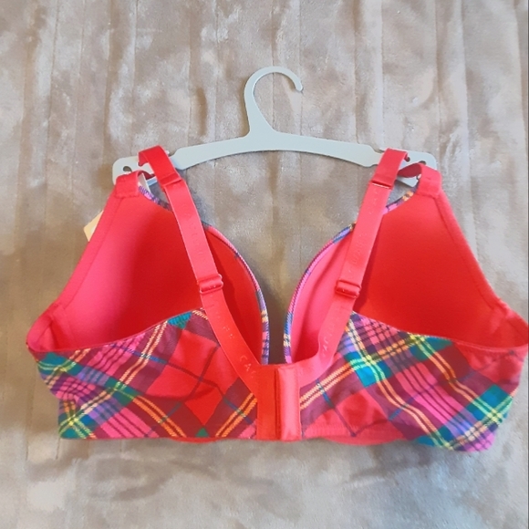 Cacique Red Plaid Cotton Boost Plunge Bra 40D - Picture 6 of 6
